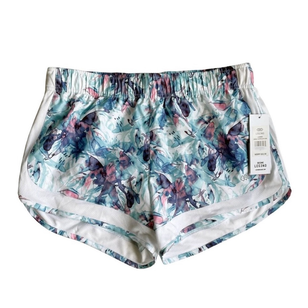 Blue Flower Print Run Shorts NWT